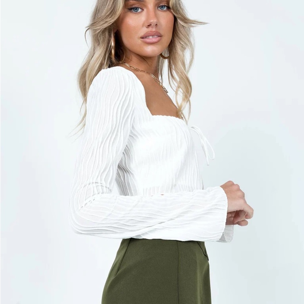 White long sleeve front tie cropped cardigan XS